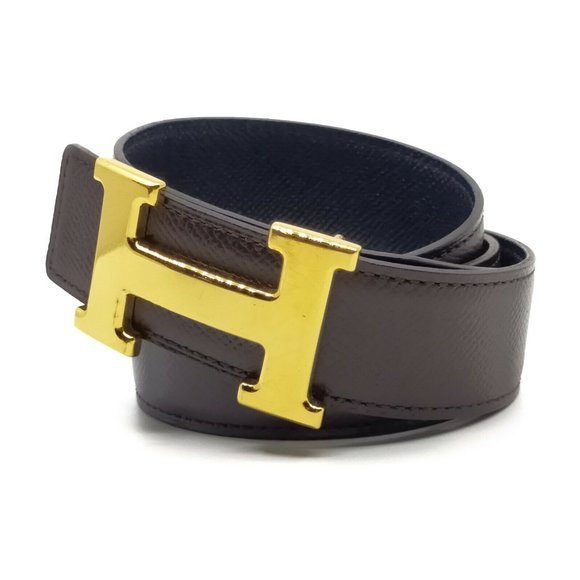Hermes Accessories - Authentic Hermes H Gold Buckle Reversible Belt